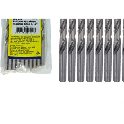 Broca Aco Rapido Irwin   3/16'' - Kit C/10 Pecas