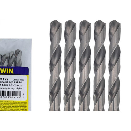 Broca Aco Rapido Irwin   9/32'' - Kit C/5 Pecas