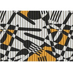 Tapete Kapazi Tropical Talheres Abstrato 43Cm X 1,30M