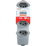 Tomada Barra Daneva Desmontavel 2 Polos + Terra 20A. 4 Tomadas Cinza