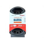 Tomada Barra Daneva Desmontavel 2 Polos + Terra 20A. 4 Tomadas Grafite