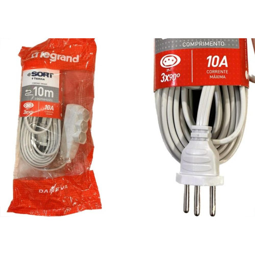 Extensao Daneva Sort 2 Polos + Terra Pp 0,75Mm Gelo -10M - 1913