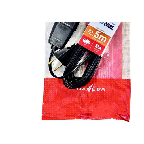Extensao Daneva Cordao Prolongador Paralelo 2 Polos 0,75Mm Preto - 5M - 1313