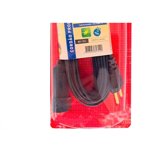 Extensao Daneva Cordao Prolongador Paralelo 2 Polos 0,75Mm Preto - 10M - 1314