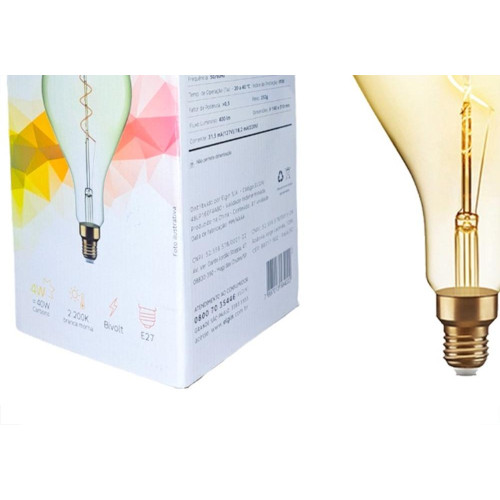 Lampada Filamento De Led Elgin Ps160 - 4W. 2200K E-27 Bivolt