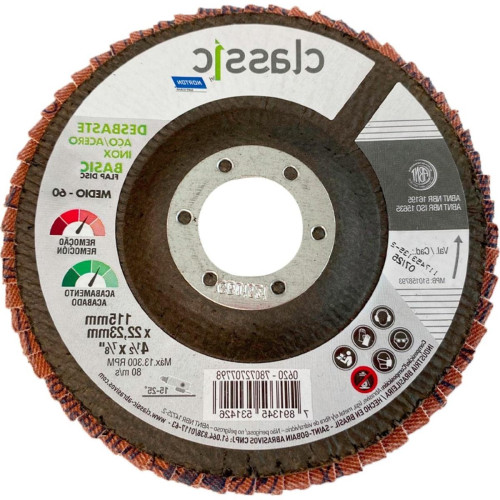 Disco Flap Norton 4.1/2'' - Grao 60 Classic Basic - Kit C/10 Pecas