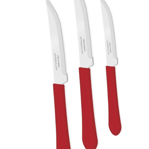 Faca Tramontina Conjunto 3 Pecas Churrasco Vermelha 23180/374