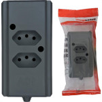 Tomada Barra Interneed 2 Polos +Terra Cinza 10A. Dupla