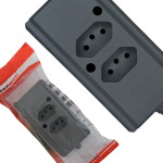 Tomada Barra Interneed 2 Polos +Terra Cinza 10A. Dupla
