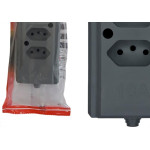Tomada Barra Interneed 2 Polos +Terra Cinza 10A. Dupla