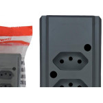 Tomada Barra Interneed 2 Polos +Terra Cinza 10A. Dupla