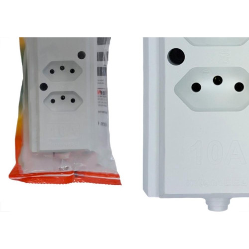 Tomada Barra Interneed 2 Polos +Terra Branca 10A. Dupla