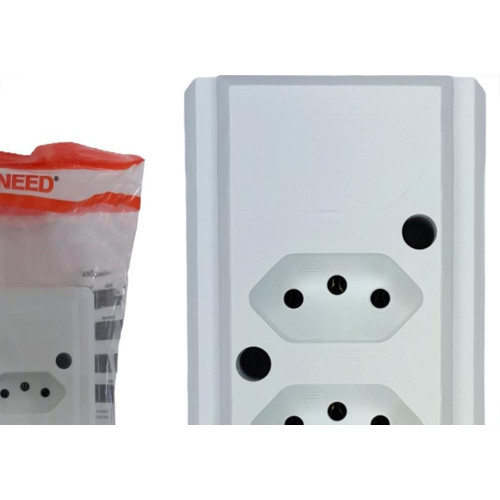 Tomada Barra Interneed 2 Polos +Terra Branca 10A. Dupla