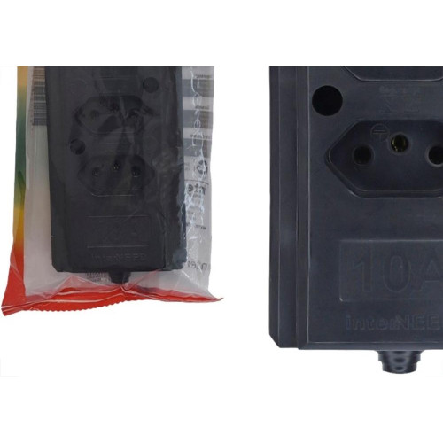 Tomada Barra Interneed 2 Polos +Terra Preta 10A. Dupla