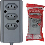 Tomada Barra Interneed 2 Polos +Terra Cinza 10A. Tripla