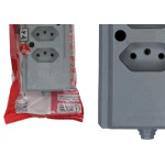 Tomada Barra Interneed 2 Polos +Terra Cinza 10A. Tripla
