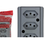 Tomada Barra Interneed 2 Polos +Terra Cinza 10A. Tripla