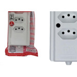 Tomada Barra Interneed 2 Polos +Terra Branca 10A. Quadrupla