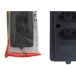 Tomada Barra Interneed 2 Polos +Terra Preta 10A. Quadrupla