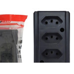 Tomada Barra Interneed 2 Polos +Terra Preta 10A. Quadrupla