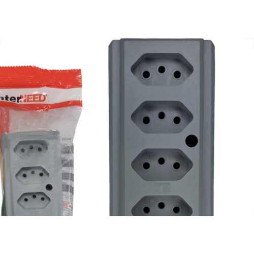 Tomada Barra Interneed 2 Polos +Terra Cinza 10A. Quintupla