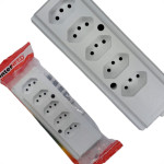 Tomada Barra Interneed 2 Polos +Terra Branca 10A. Quintupla