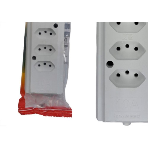 Tomada Barra Interneed 2 Polos +Terra Branca 10A. Quintupla