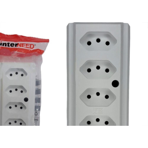 Tomada Barra Interneed 2 Polos +Terra Branca 10A. Quintupla
