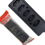 Tomada Barra Interneed 2 Polos +Terra Preta 10A. Quintupla