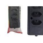 Tomada Barra Interneed 2 Polos +Terra Preta 10A. Quintupla