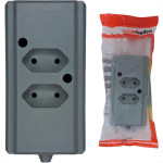 Tomada Barra Interneed 2 Polos Cinza 10A. Dupla