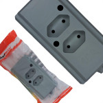 Tomada Barra Interneed 2 Polos Cinza 10A. Dupla