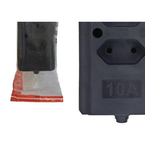 Tomada Barra Interneed 2 Polos Preta 10A. Dupla