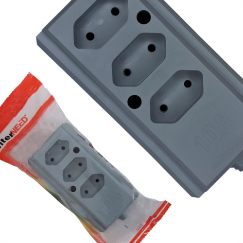 Tomada Barra Interneed 2 Polos Cinza 10A. Tripla