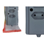 Tomada Barra Interneed 2 Polos Cinza 10A. Tripla