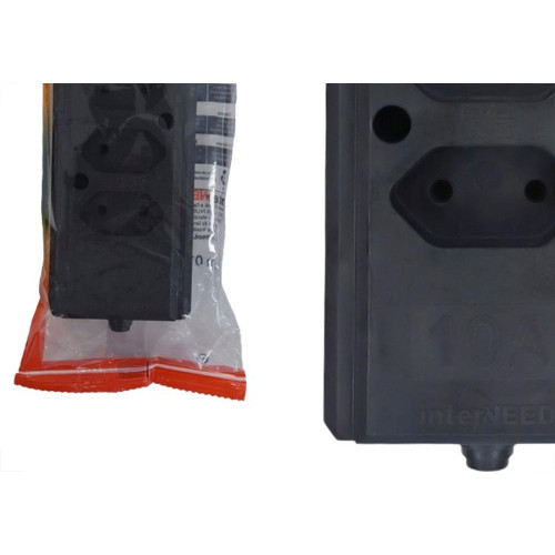 Tomada Barra Interneed 2 Polos Preta 10A. Tripla