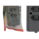 Tomada Barra Interneed 2 Polos Cinza 10A. Quadrupla