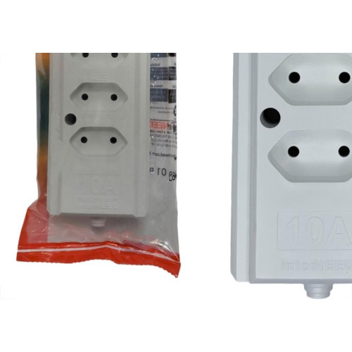 Tomada Barra Interneed 2 Polos Branca 10A. Quadrupla