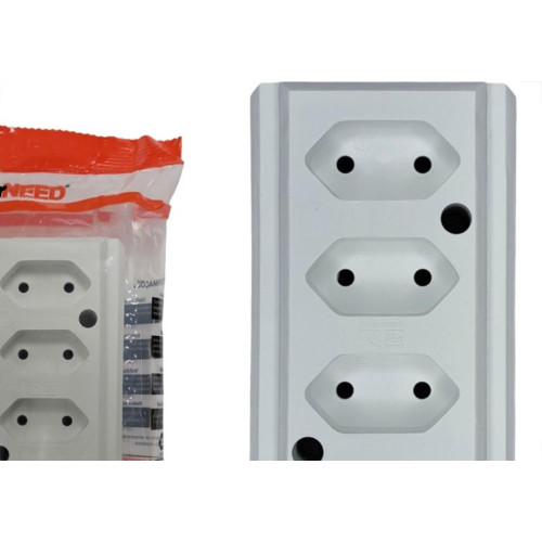 Tomada Barra Interneed 2 Polos Branca 10A. Quadrupla