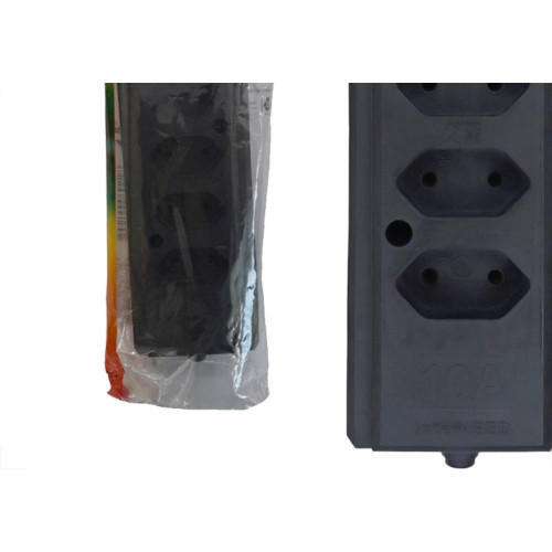 Tomada Barra Interneed 2 Polos Preta 10A. Quintupla