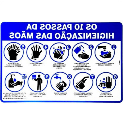 Placa Look 20X30Cm (10 Passos Para Higienizacao) - Kit C/5 Pecas