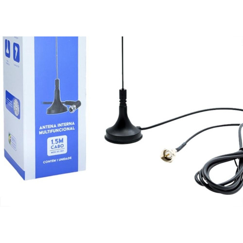 Antena Interna Pix Digital Mini Base Magnetica Com Cabo 1,5M