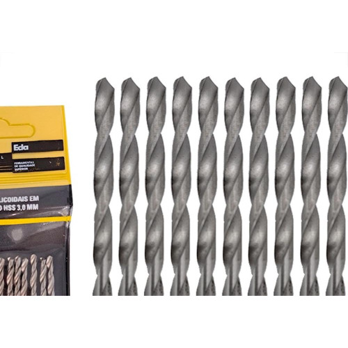 Broca Aco Rapido Eda 3,0Mm - 0Bs - Kit C/10 Pecas