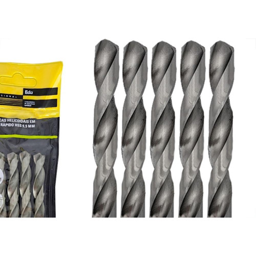 Broca Aco Rapido Eda 9,5Mm - 0Cf - Kit C/5 Pecas