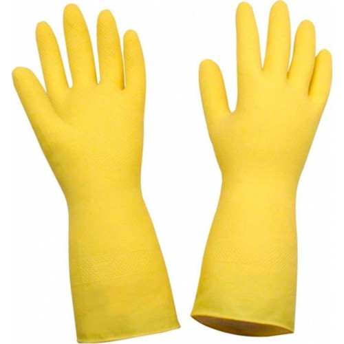 Luva Borracha Sanro Forrada Antiderrapante Light Amarela G - Kit C/10 Pares