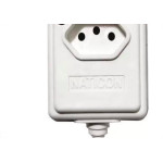 Tomada Barra Naticon 2P+T. 10A. 2 Tomadas Branca
