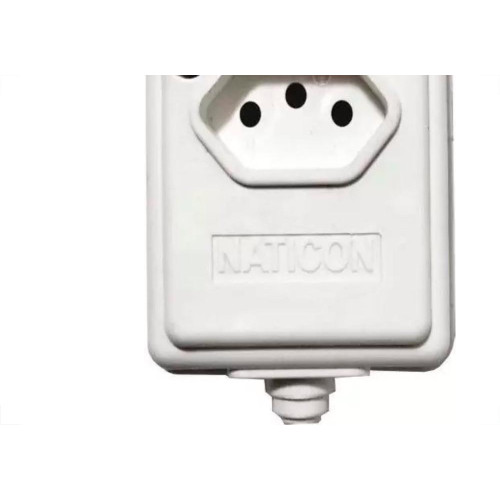Tomada Barra Naticon 2P+T. 10A. 2 Tomadas Branca
