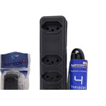 Filtro Linha Naticon 4 Tomadas 2P+T Preto