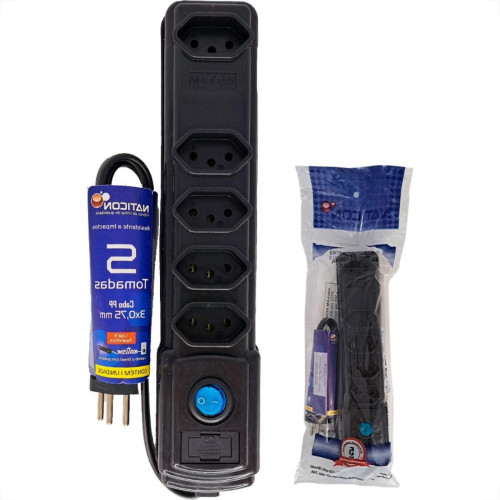 Filtro Linha Naticon 5 Tomadas 2P+T Preto