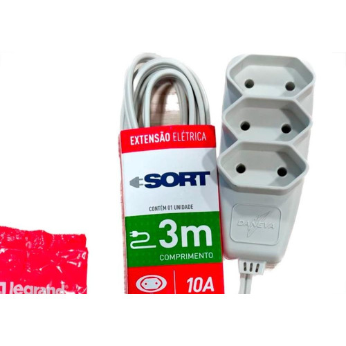 Extensao Daneva Sort 2 Polos Paralela 0,75Mm Cinza - 3M - 1513